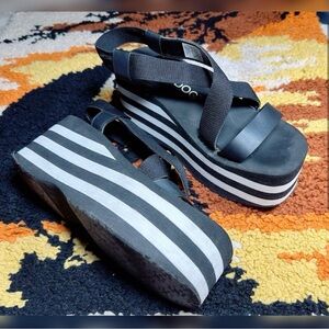ROCKET DOG, stripy platform sandals